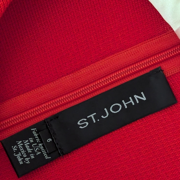 St. John Knit SIZE 6 Geranium Red A-Line Midi Dress Luxury - Picture 6 of 7